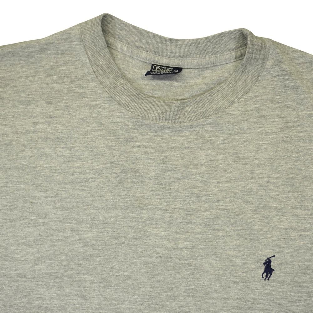 Vintage Polo Ralph Lauren T-Shirt Mens M Gray Pony Short Sleeve Cotton Blend Tee